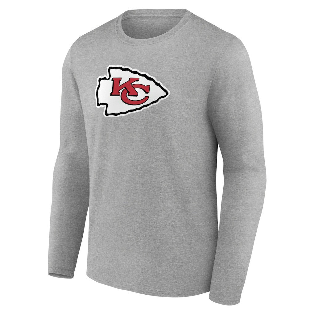 Kansas City Chiefs Primary Team Logo Long Sleeve T-Shirt - Heather Gray cheap