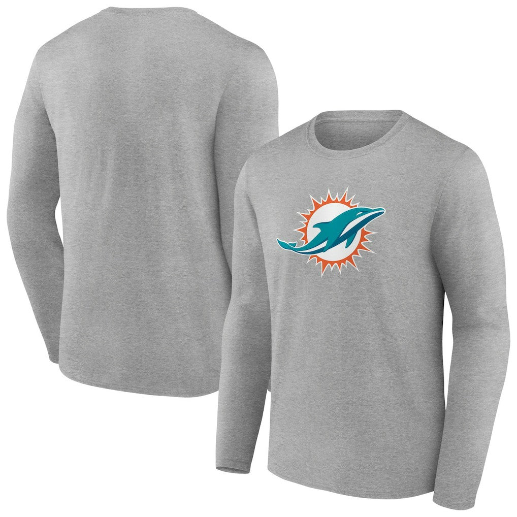 Miami Dolphins Primary Team Logo Long Sleeve T-Shirt - Heather Gray outlet