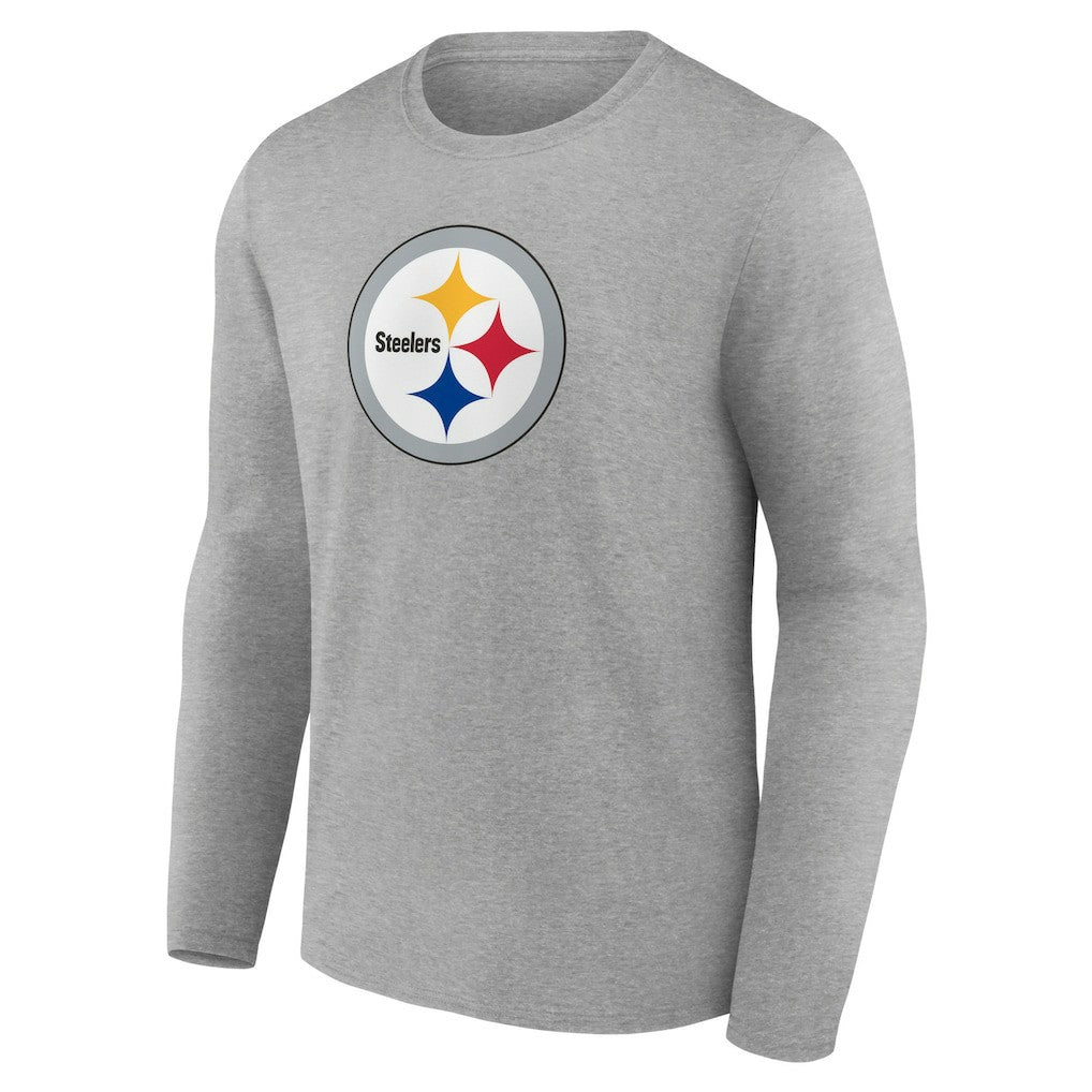 Pittsburgh Steelers Primary Team Logo Long Sleeve T-Shirt - Heather Gray for sale