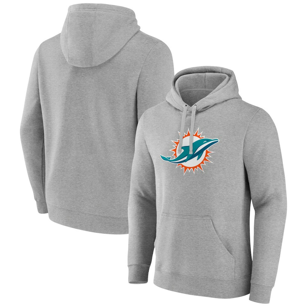Miami Dolphins Primary Team Logo Fitted Pullover Hoodie - Heather Gray for sale