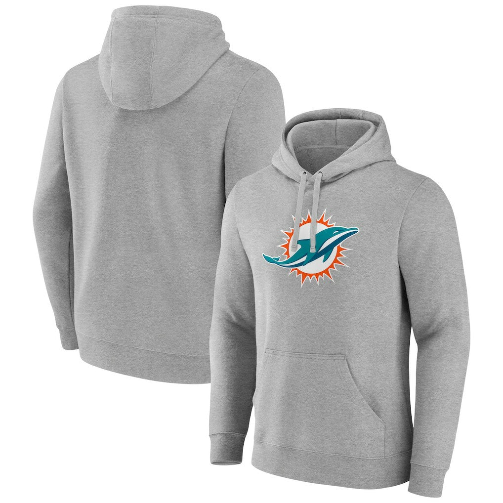 Miami Dolphins Primary Team Logo Fitted Pullover Hoodie - Heather Gray for sale