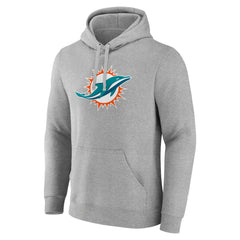 Miami Dolphins Primary Team Logo Fitted Pullover Hoodie - Heather Gray for sale