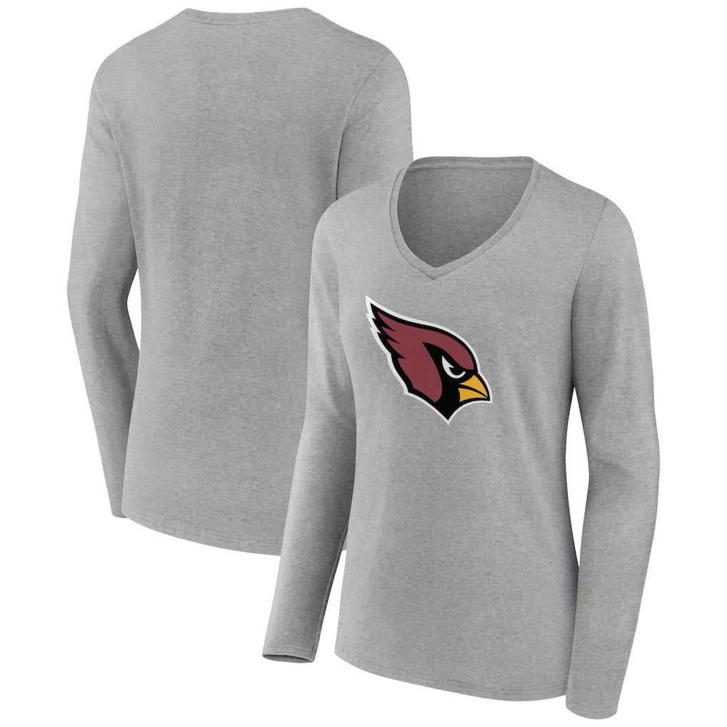 Arizona Cardinals Women's Primary Team Logo Long Sleeve V-Neck T-Shirt - Heather Gray sale