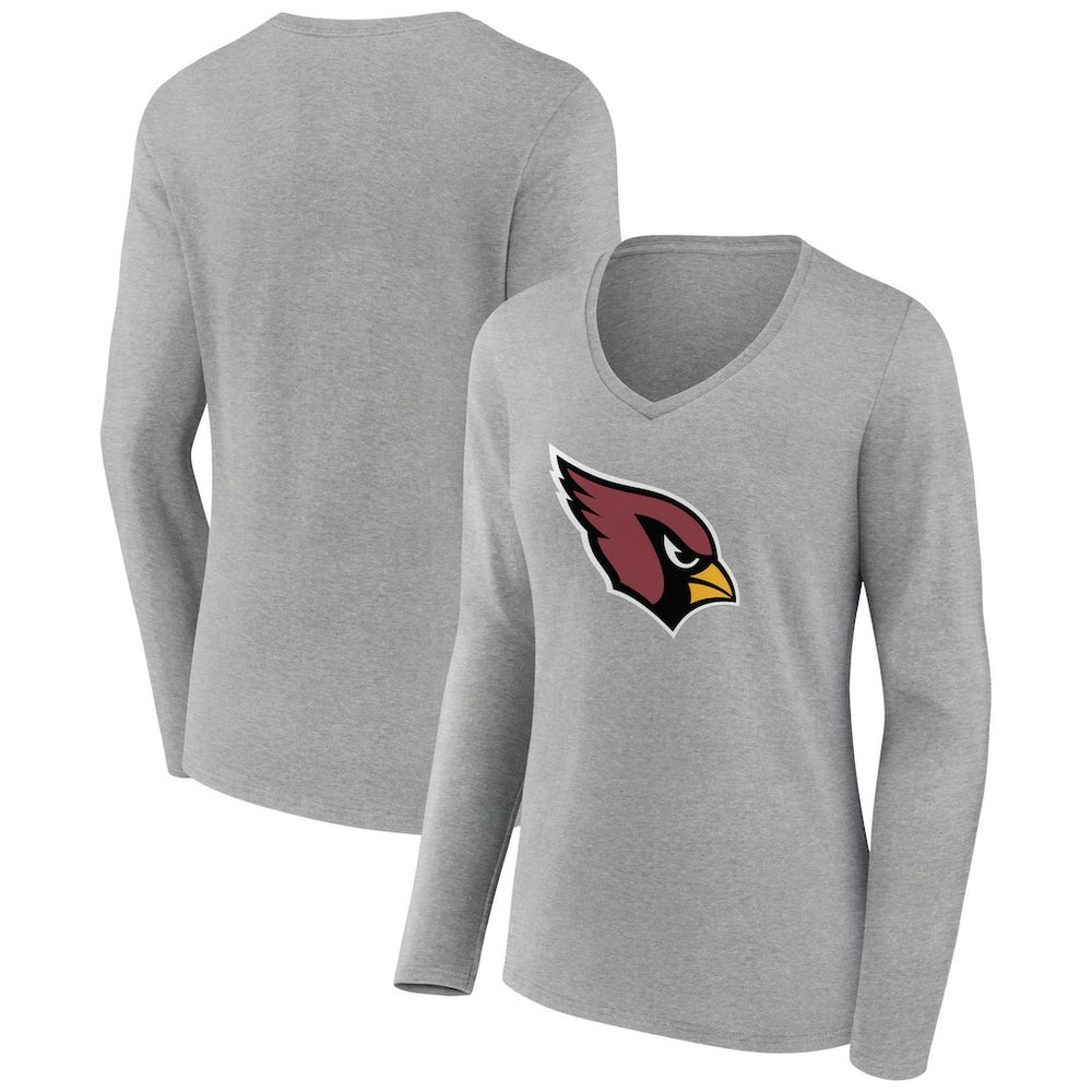 Arizona Cardinals Women's Primary Team Logo Long Sleeve V-Neck T-Shirt - Heather Gray sale