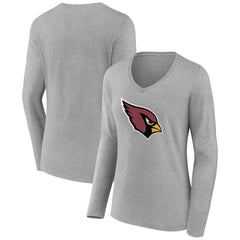 Arizona Cardinals Women's Primary Team Logo Long Sleeve V-Neck T-Shirt - Heather Gray sale