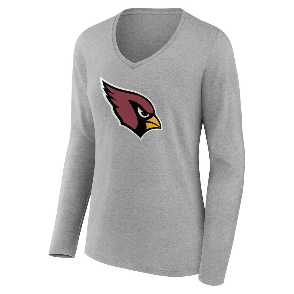Arizona Cardinals Women's Primary Team Logo Long Sleeve V-Neck T-Shirt - Heather Gray sale