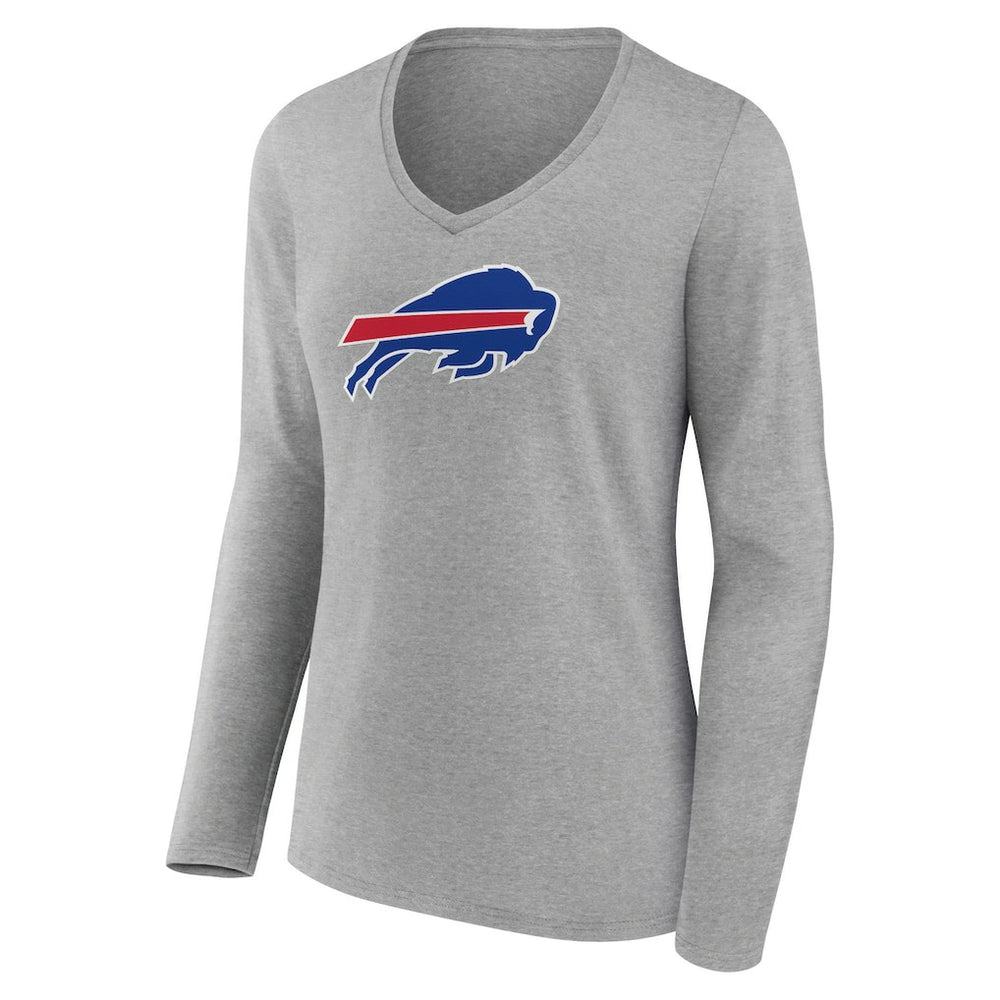 Buffalo Bills Women's Primary Team Logo Long Sleeve V-Neck T-Shirt - Heather Gray outlet