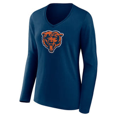 Chicago Bears Women's Primary Team Logo Long Sleeve V-Neck T-Shirt - Navy sale