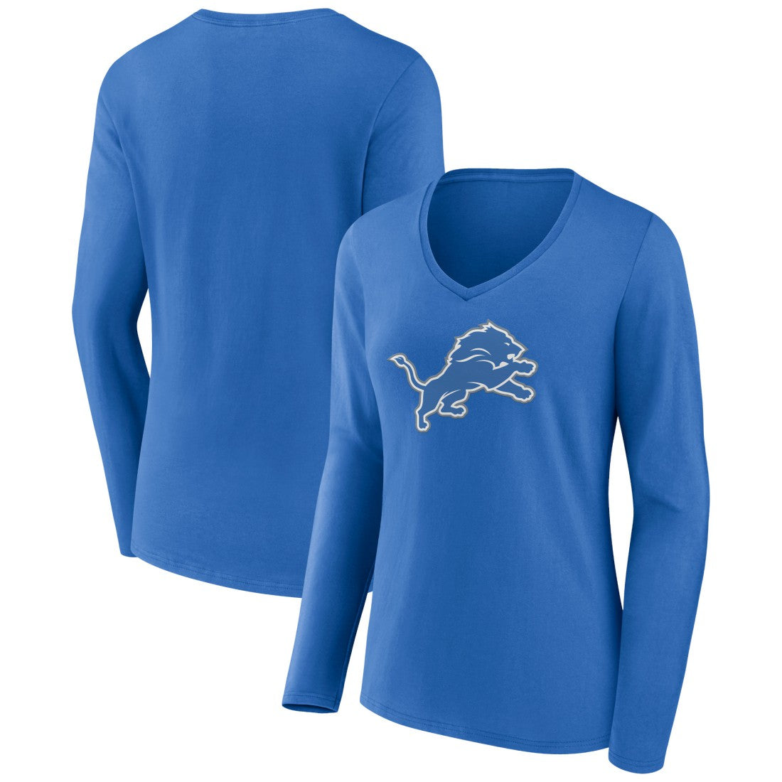 Detroit Lions Women's Primary Team Logo Long Sleeve V-Neck T-Shirt - Blue cheap