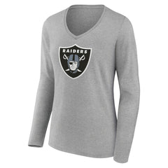 Las Vegas Raiders Women's Primary Team Logo Long Sleeve V-Neck T-Shirt - Heather Gray outlet