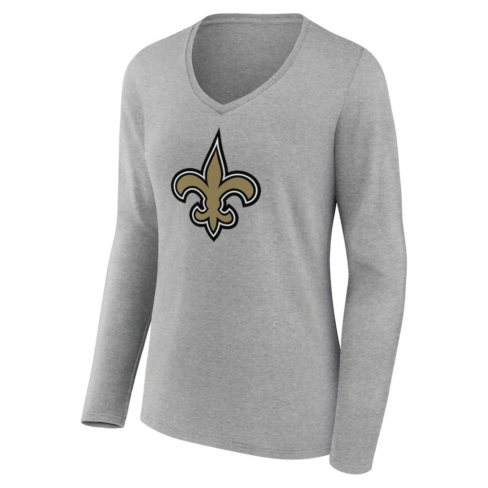 New Orleans Saints Women's Primary Team Logo Long Sleeve V-Neck T-Shirt - Heather Gray outlet