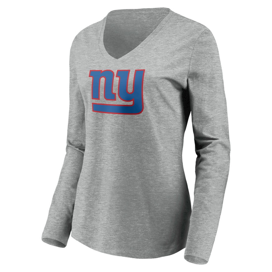 New York Giants Women's Primary Team Logo Long Sleeve V-Neck T-Shirt - Heather Gray cheap