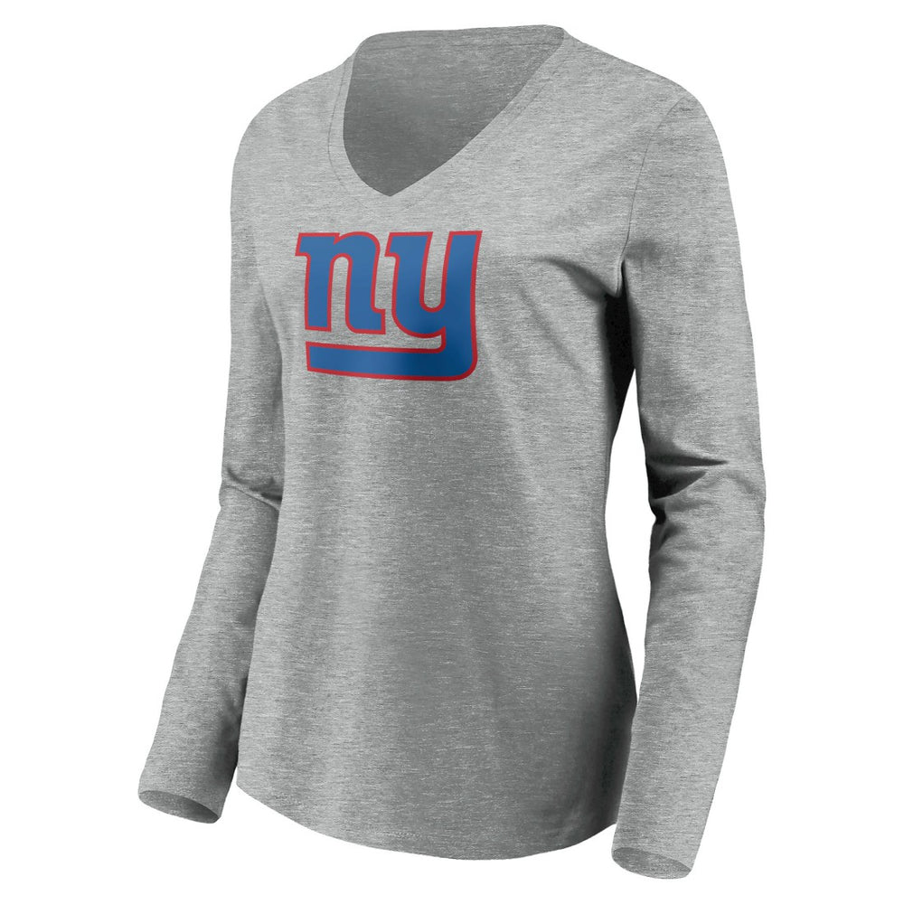 New York Giants Women's Primary Team Logo Long Sleeve V-Neck T-Shirt - Heather Gray cheap