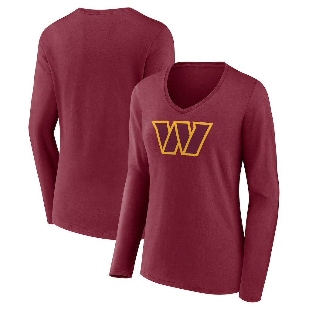 Washington Commanders Women's Primary Team Logo Long Sleeve V-Neck T-Shirt - Burgundy online