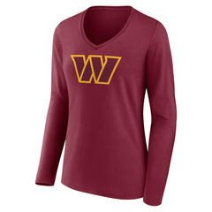Washington Commanders Women's Primary Team Logo Long Sleeve V-Neck T-Shirt - Burgundy online