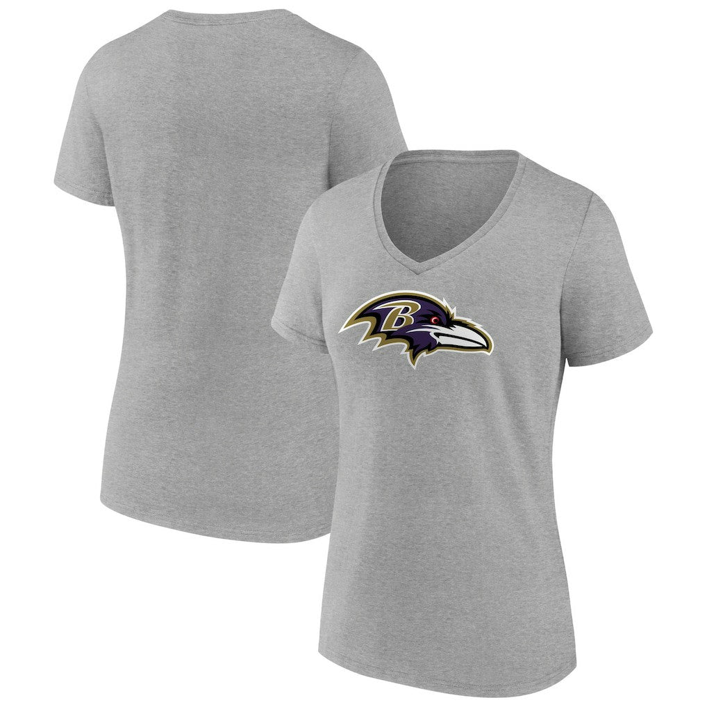 Baltimore Ravens Women's Primary Team Logo V-Neck T-Shirt - Heather Gray discount