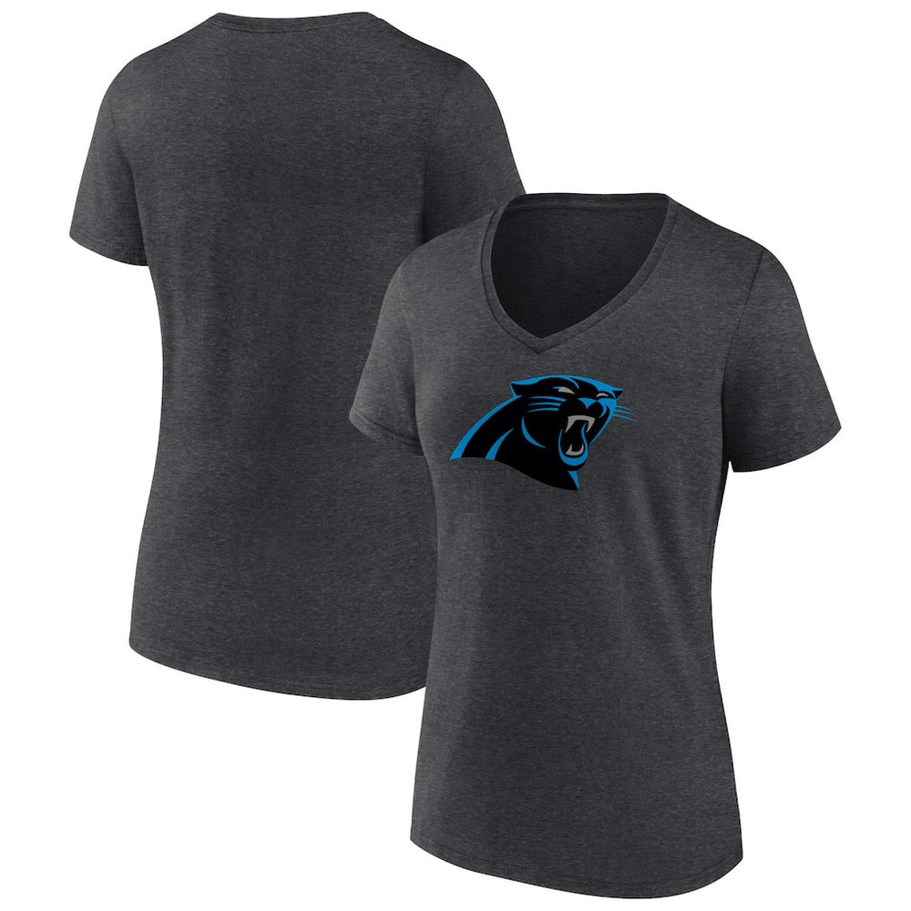Carolina Panthers Women's Primary Team Logo V-Neck T-Shirt - Charcoal cheap