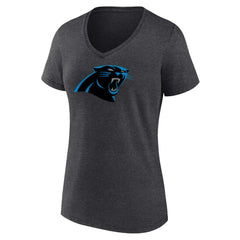 Carolina Panthers Women's Primary Team Logo V-Neck T-Shirt - Charcoal cheap