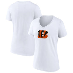 Cincinnati Bengals Women's Primary Team Logo V-Neck T-Shirt - White outlet