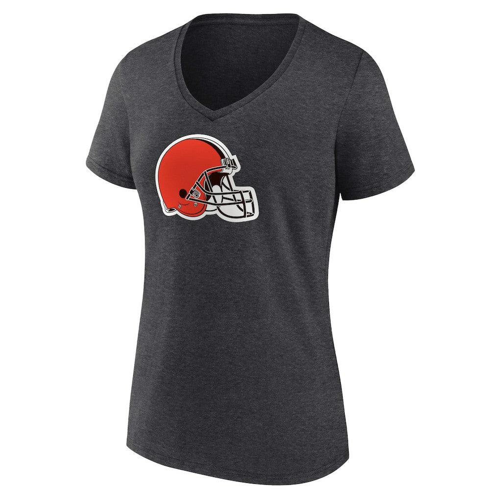 Cleveland Browns Women's Primary Team Logo V-Neck T-Shirt - Charcoal outlet