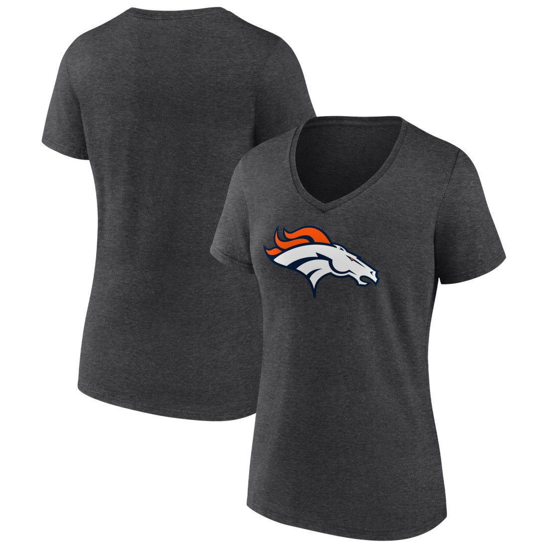 Denver Broncos Women's Primary Team Logo V-Neck T-Shirt - Charcoal for sale