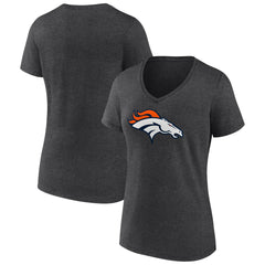 Denver Broncos Women's Primary Team Logo V-Neck T-Shirt - Charcoal for sale