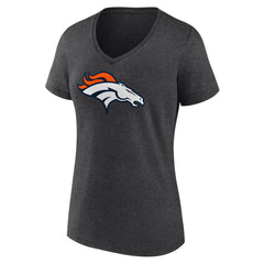 Denver Broncos Women's Primary Team Logo V-Neck T-Shirt - Charcoal for sale