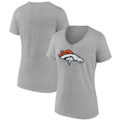 Denver Broncos Women's Primary Team Logo V-Neck T-Shirt - Heather Gray sale
