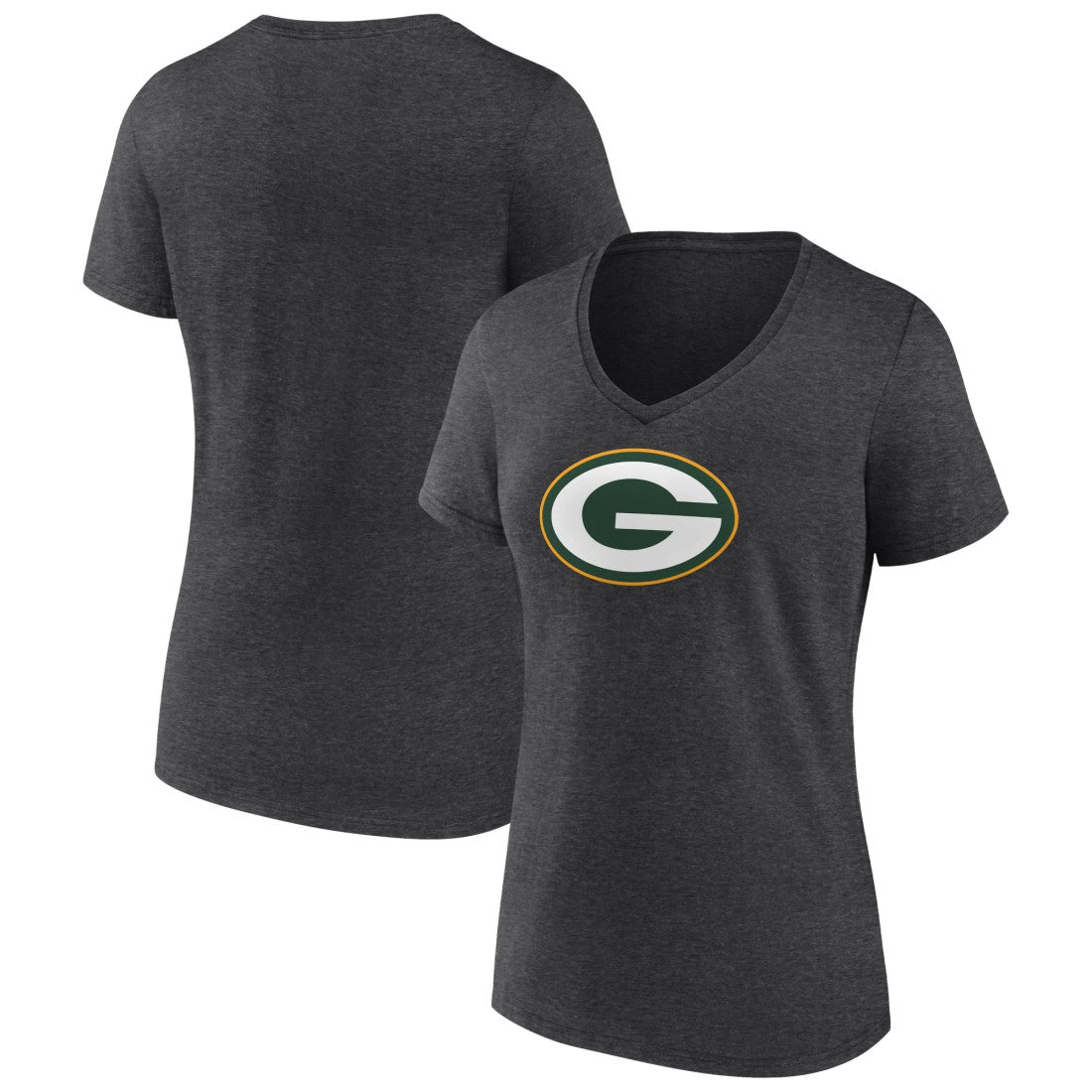 Green Bay Packers Women's Primary Team Logo V-Neck T-Shirt - Charcoal online