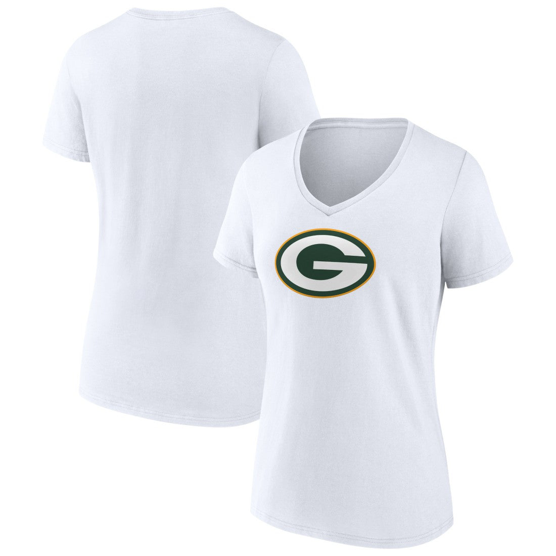 Green Bay Packers Women's Primary Team Logo V-Neck T-Shirt - White outlet