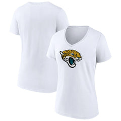 Jacksonville Jaguars Women's Primary Team Logo V-Neck T-Shirt - White on sale