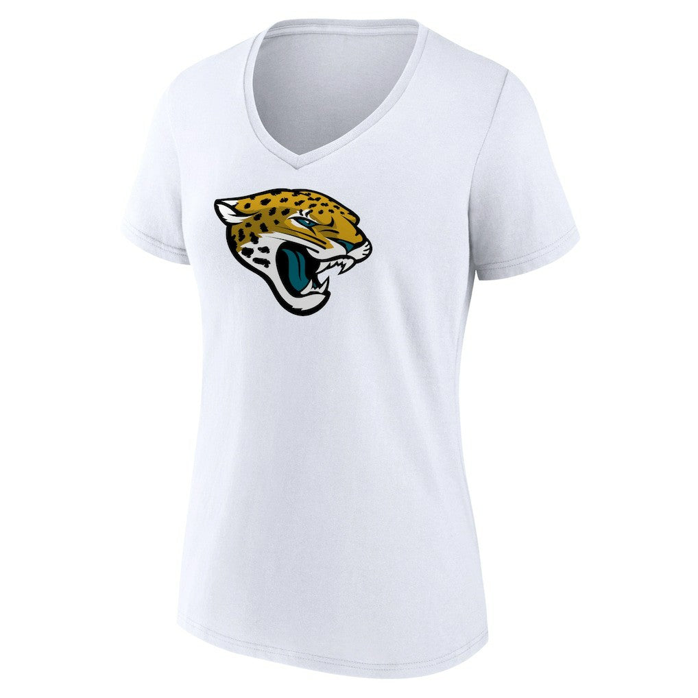 Jacksonville Jaguars Women's Primary Team Logo V-Neck T-Shirt - White on sale