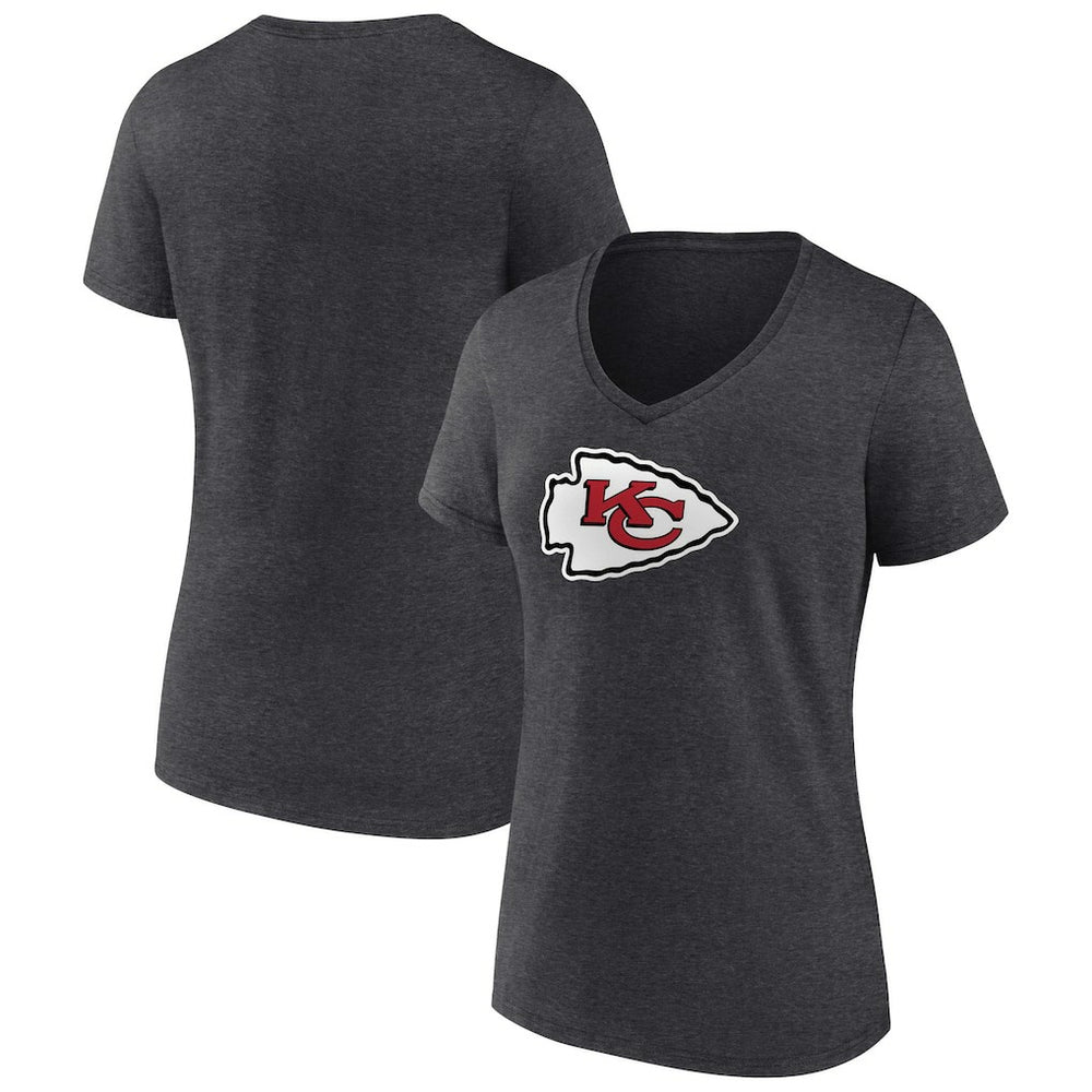 Kansas City Chiefs Women's Primary Team Logo V-Neck T-Shirt - Charcoal online