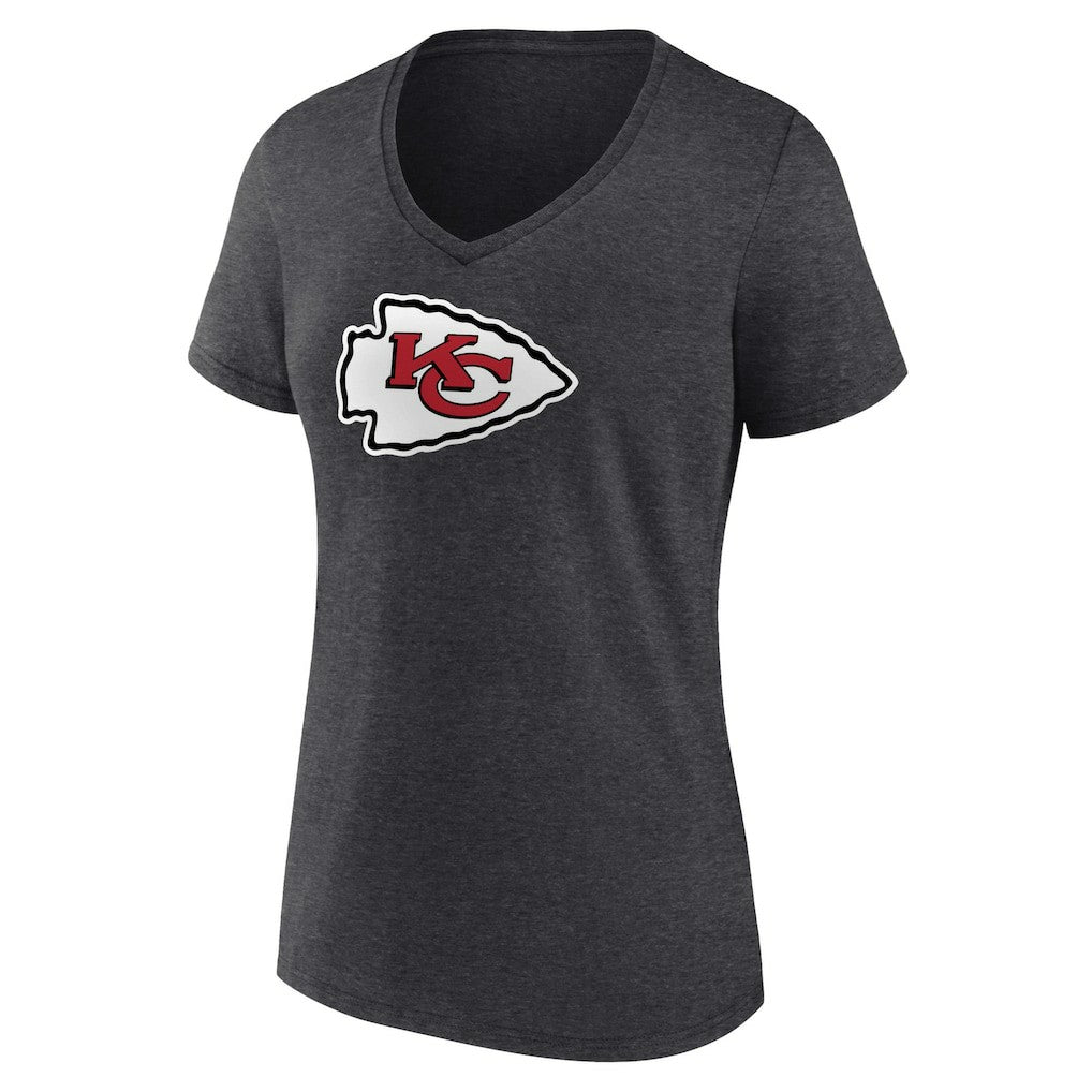 Kansas City Chiefs Women's Primary Team Logo V-Neck T-Shirt - Charcoal online