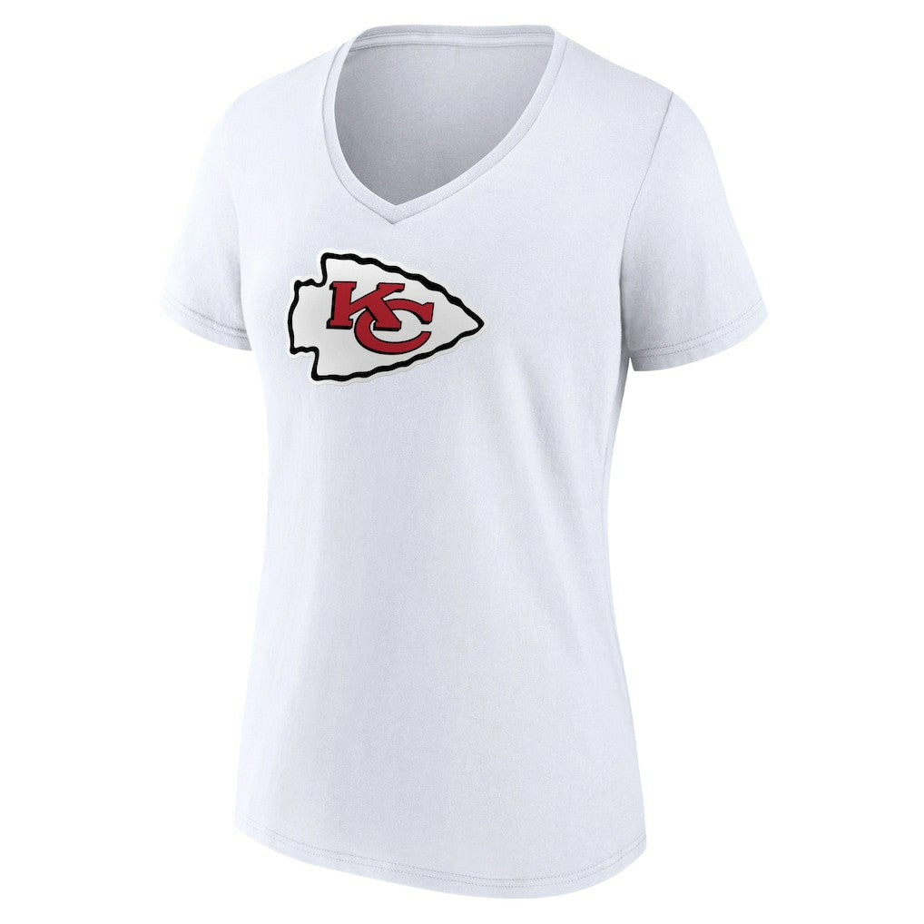 Kansas City Chiefs Women's Primary Team Logo V-Neck T-Shirt - White discount