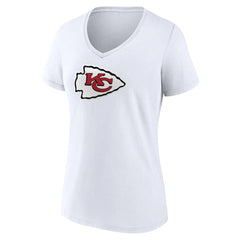 Kansas City Chiefs Women's Primary Team Logo V-Neck T-Shirt - White discount
