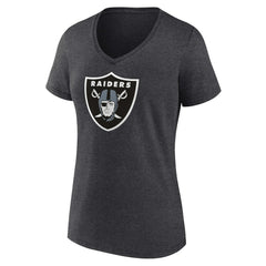 Las Vegas Raiders Women's Primary Team Logo V-Neck T-Shirt - Charcoal sale