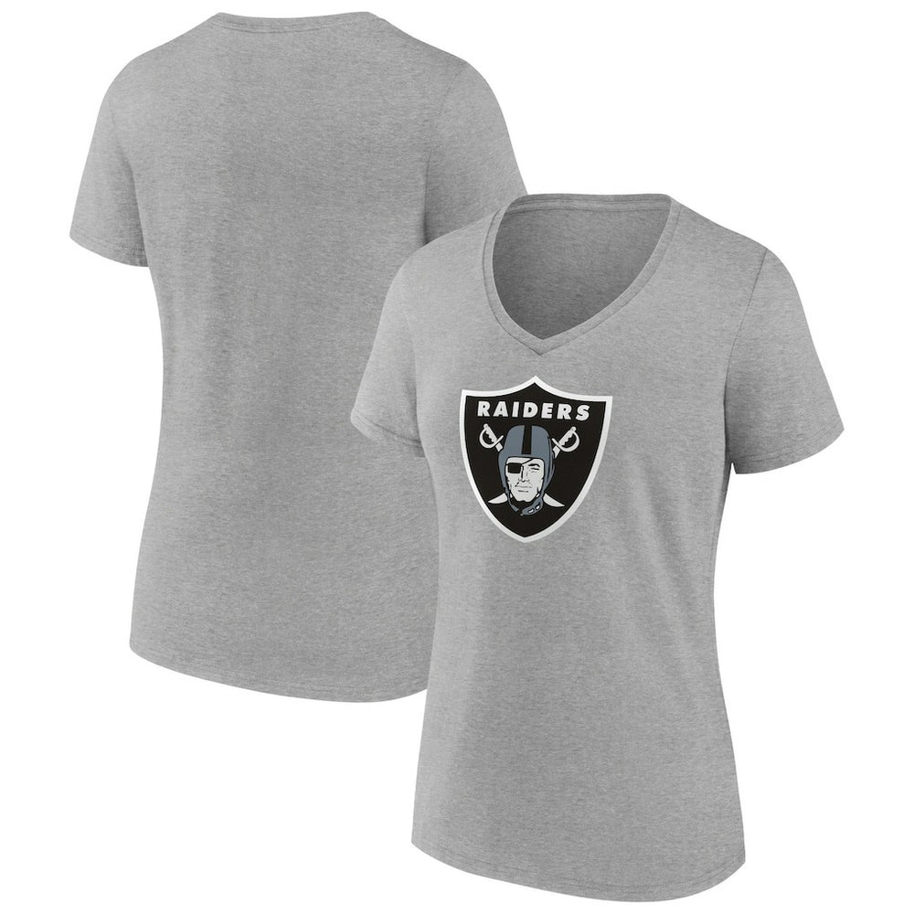 Las Vegas Raiders Women's Primary Team Logo V-Neck T-Shirt - Heather Gray outlet