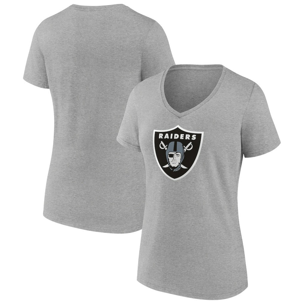Las Vegas Raiders Women's Primary Team Logo V-Neck T-Shirt - Heather Gray outlet