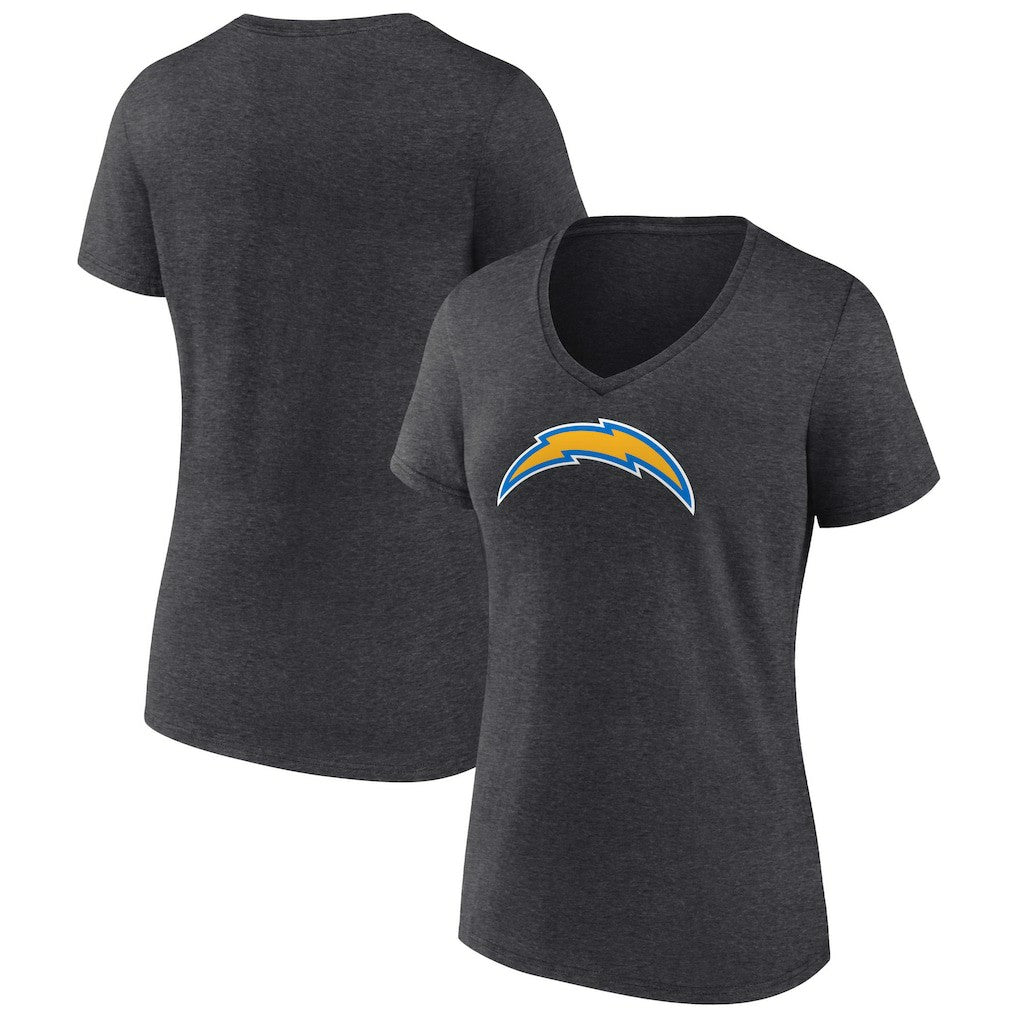 Los Angeles Chargers Women's Primary Team Logo V-Neck T-Shirt - Charcoal for sale