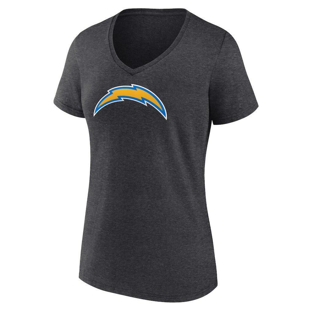 Los Angeles Chargers Women's Primary Team Logo V-Neck T-Shirt - Charcoal for sale