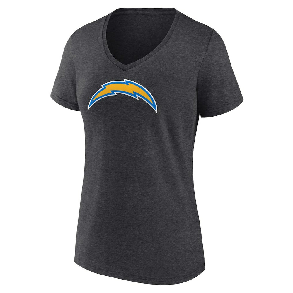 Los Angeles Chargers Women's Primary Team Logo V-Neck T-Shirt - Charcoal for sale