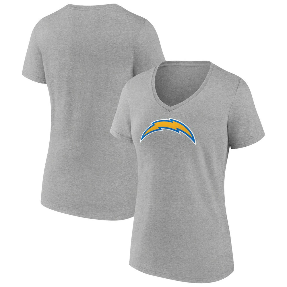 Los Angeles Chargers Women's Primary Team Logo V-Neck T-Shirt - Heather Gray for sale