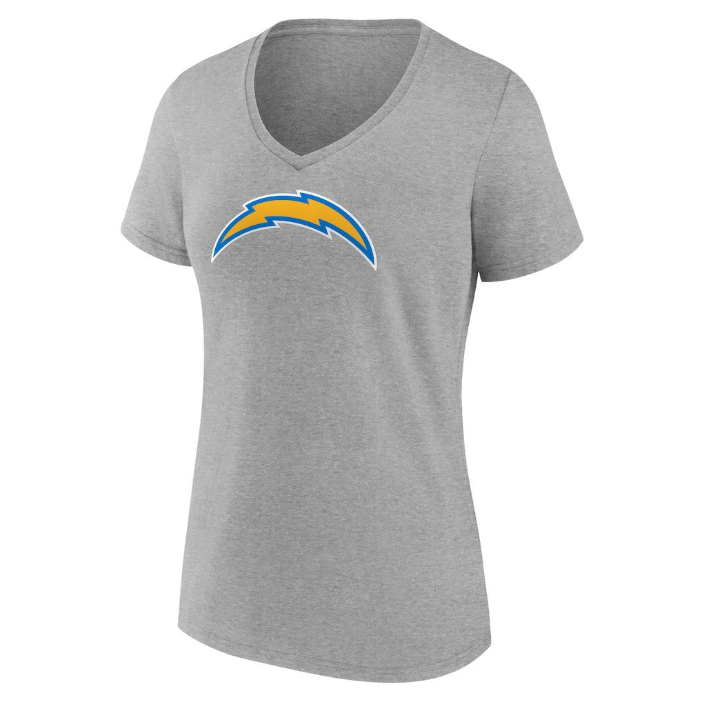 Los Angeles Chargers Women's Primary Team Logo V-Neck T-Shirt - Heather Gray for sale