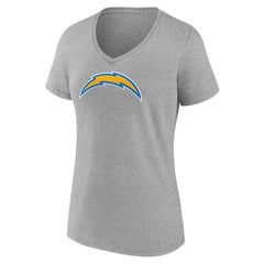 Los Angeles Chargers Women's Primary Team Logo V-Neck T-Shirt - Heather Gray for sale