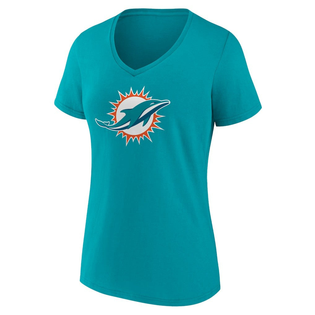 Miami Dolphins Women's Primary Team Logo V-Neck T-Shirt - Aqua discount