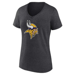 Minnesota Vikings Women's Primary Team Logo V-Neck T-Shirt - Charcoal on sale