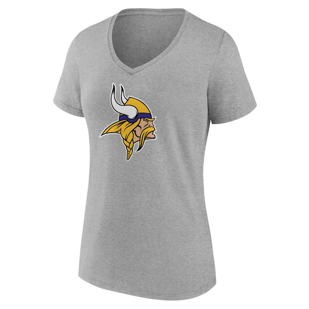 Minnesota Vikings Women's Primary Team Logo V-Neck T-Shirt - Heather Gray sale
