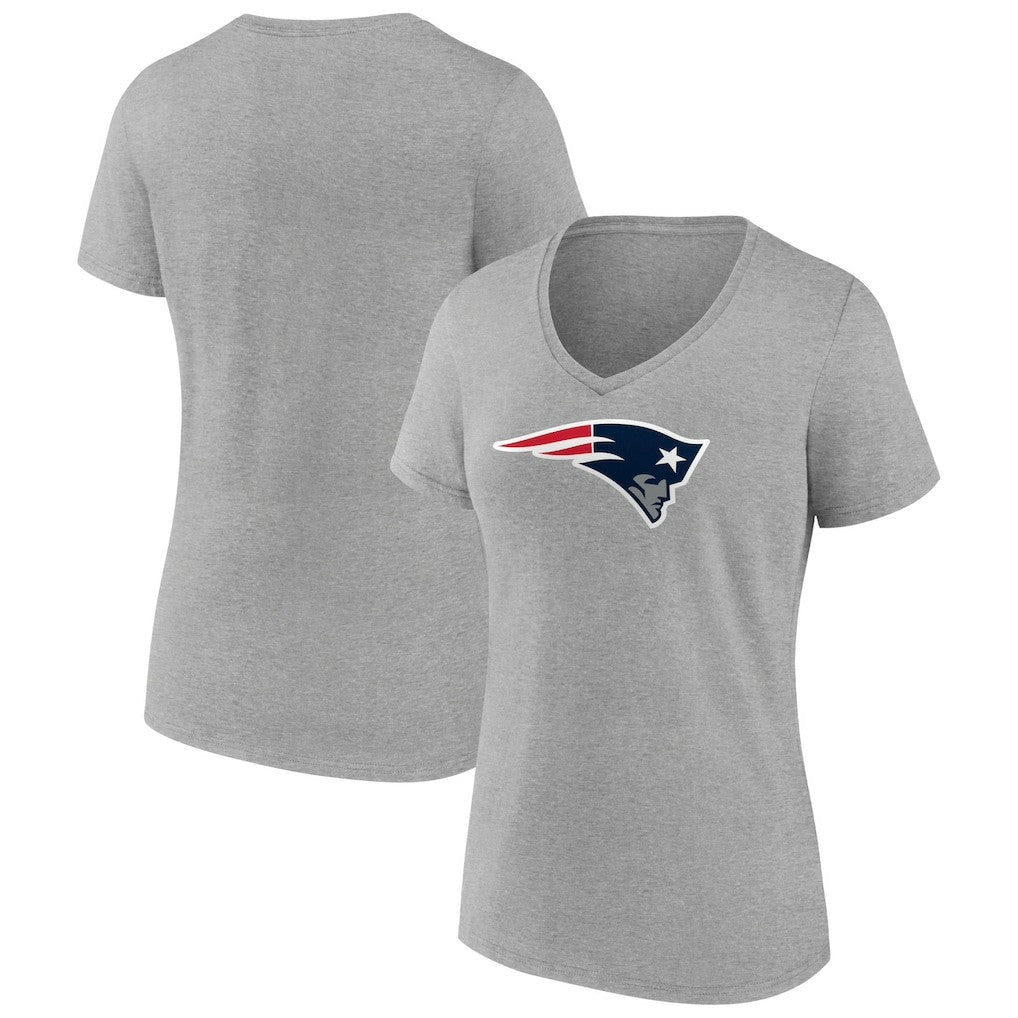 New England Patriots Women's Primary Team Logo V-Neck T-Shirt - Heather Gray outlet