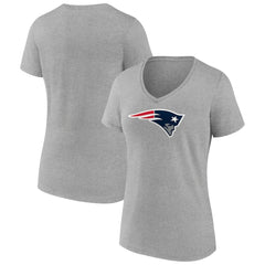 New England Patriots Women's Primary Team Logo V-Neck T-Shirt - Heather Gray outlet
